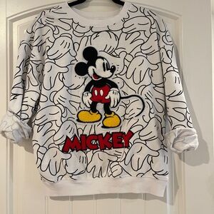 Disney Mickey Mouse White and Red Crewneck Sweater